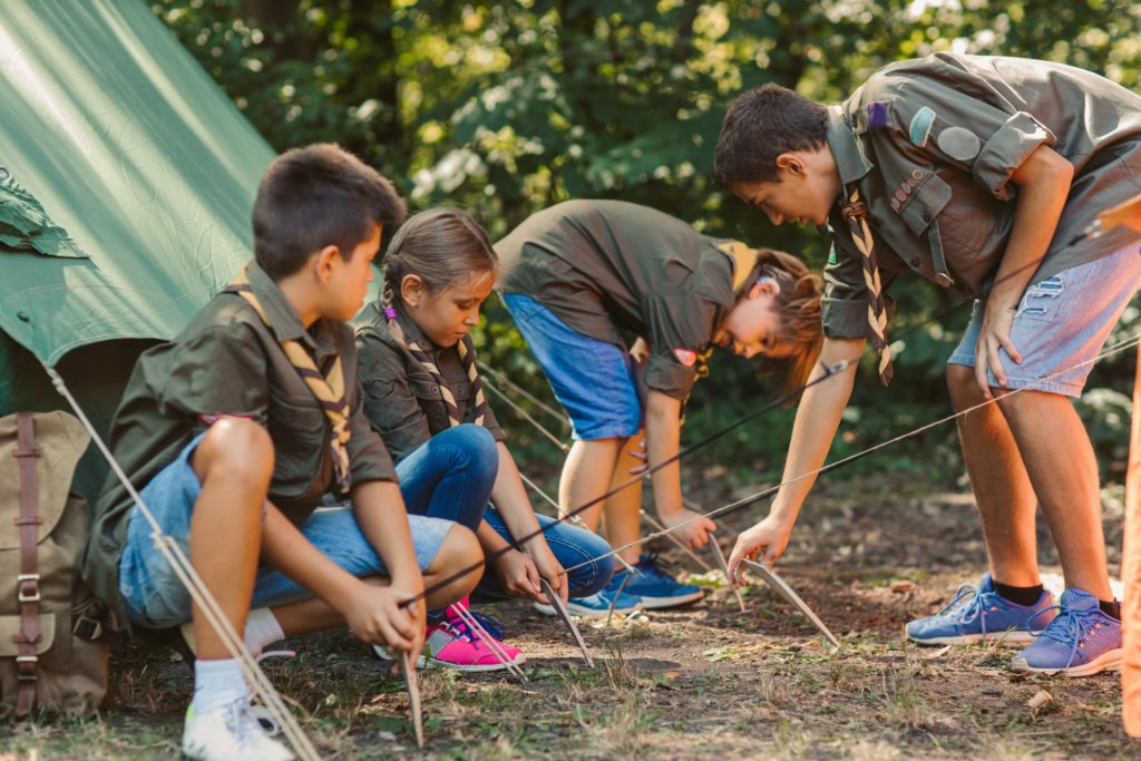 Scouts Building Tent