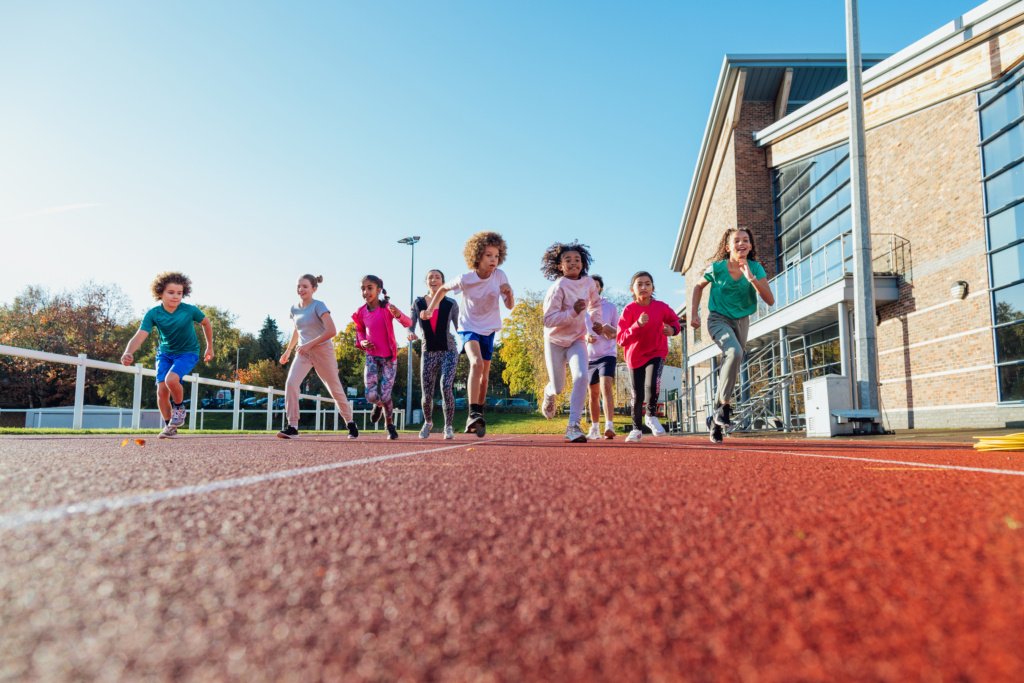 Kids Running Race Outdoors